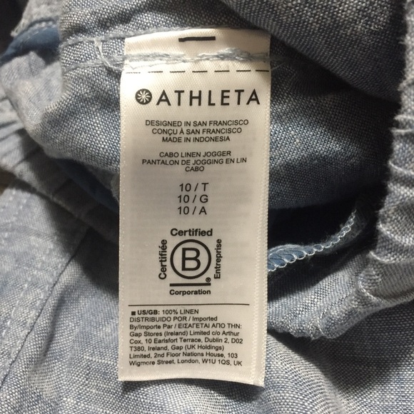 Athleta Cabo Linen Joggers Women’s 10T Blue Chambray Tapered (Inseam 29) - Picture 9 of 10